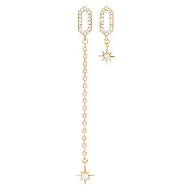 China 18k Gold Romantic Earring s925 Sterling Silver Asymmetrical Star Tassels Dangling Earrings for sale