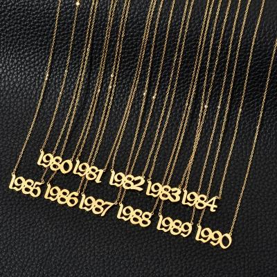 China Hot TRENDY in Europe and America Numbered Pendant Necklace Custom Gold Plated Stainless Steel Birth Year Necklace for sale