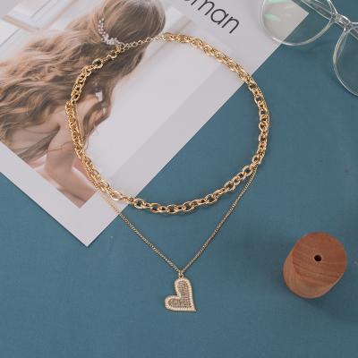 China Romantic Minimalist Choker Necklace Layer Stainless Steel Pearl Heart Multilayer Necklaces for sale