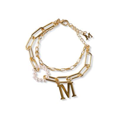 China New FASHIONABLE Jewelry Chain Bracelet Personalized M Bead Letters Multilayer Bracelet for sale