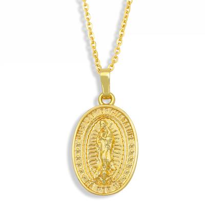 China Religious Goddess 18k Gold Plated Religion Necklace Our Lady Guadalupe Necklace Pendant for sale