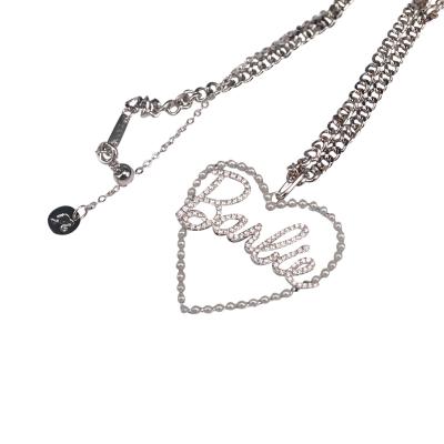 China 2021 Classic Barbie Dream Barbie Pearl Silver Plated Zircon Heart Letter Necklace Jewelry For Women for sale