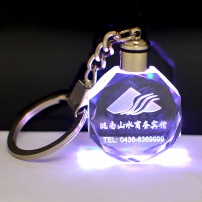 China With Artigifts Light Factory 3D Car Logo Glass Key Ring Led Light Key Chain Crystal Keychain Laser Engraving Keychain Custom Wholesale for sale