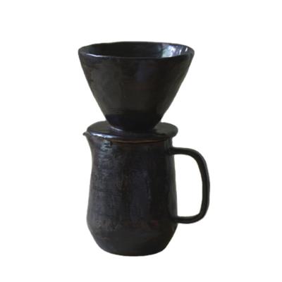 China Minimalist Creative Ceramic Hand Brewed Coffee Filter Pot Set Filter Mug Stoneware Handmade Coffee Set for sale