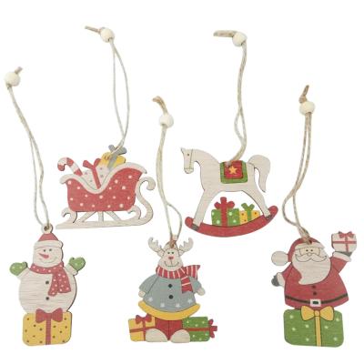 China Wholesale Wooden Christmas Tree Decorations Wooden Horse Sleigh Christmas Factory Small Pendants for sale