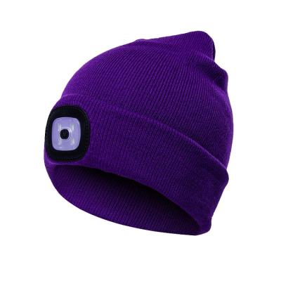 China COMMON Wool LED Hat LED Light Knit Cap Winter Warm Fishing Hat With Light for sale