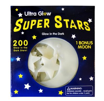 China Modern Home Decoration 3D Super Stars Box Packing Noctilucence Glow Plastic Wall Sticker for sale