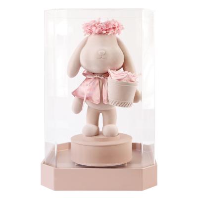 China Valentine's Day Flower Garland Rabbit Doll Music Box Creative Romantic Romance Gift for sale