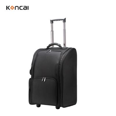 China Professional Barber Trolley Case Separate PVC Black Nylon Cosmetics Large Capacity Makeup Products Bag for sale