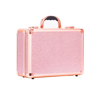 China Custom Case Rose Gold Pink Makeup Case Small Makeup Case Fashion New Arrival With Lights for sale