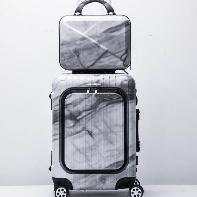 China Fashion Wholesale Fashion Case PC Mold Beauty Case Makeup Plastic Marble Train Case for sale