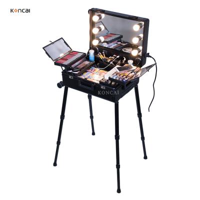 China Fashion KONCAI Customized Aluminum Beauty Makeup Vanity Case With Lights for sale