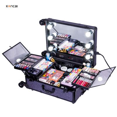 China Professional Fashion KONCAI Beauty Speaker Makeup Case With Lighted Mirror for sale