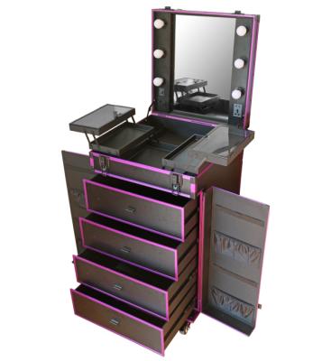 China large capacity & many large compartment size makeup station trolley with 4 knob drawers for sale