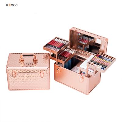 China light & Portable RG Beauty Aluminum Makeup Case Lightweight Travel Cosmetic Hard Case Hairdressing Tool Storage Box for sale