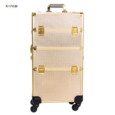 China NATIONAL Multifunctional Aluminum Makeup Case Trolley Wholesale Salon Makeup Train Cases for sale