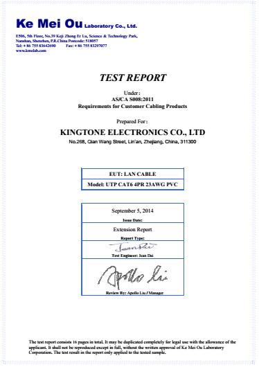 AS/CA S008:2011 - HANGZHOU ZION COMMUNICATION CO., LTD