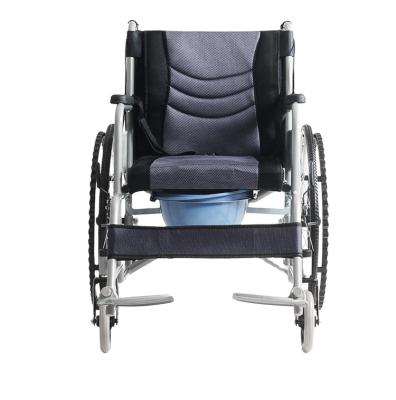 China Convenient Lightweight Commode Wheelchair With Bedpad Tianjin Factory Manual Folding Wheelchairs Directly for sale