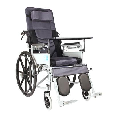 China Reclining Healthcare Wheelchair With Detachable Commode Footrest Wheelchair For Disability Elderly Paralyzed for sale