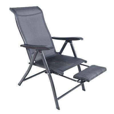 China Modern Lightweight Metal Frame Folding Patio Garden Recliner Teslin Outdoor Chair With Footstool for sale