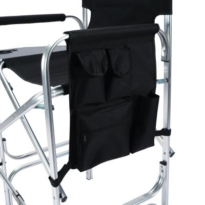 China Modern lightweight foldable metal director chair with side table and side storage pockets for small stuffs for sale