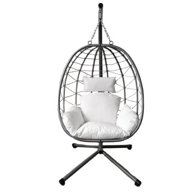 China Traditional Indoor Outdoor Teardrop Drop Wicker Chair Shape Egg Hanging Chair With Stand for sale