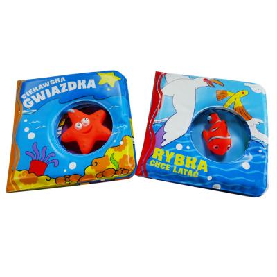 China Educational Custom Design PEVA Baby Bath Book With Toys, Bubble Bath Book With Fish, Starfish& Duck for sale