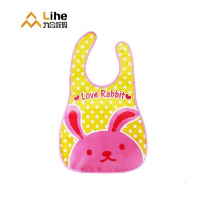 China Antibacterial Waterproof Soft Baby Bib PEVA and TC Cotton, Cute Rabbit Shape for sale