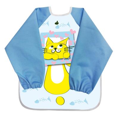 China Beautiful Long Sleeve Polyester Antibacterial Baby Bib Plastic Back , Waterproof Baby Bib for sale