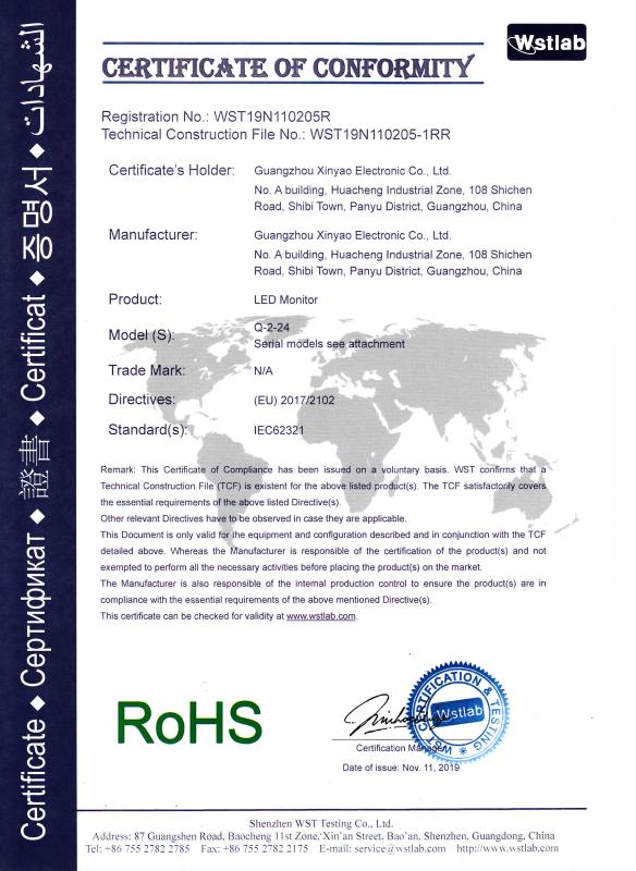 RoHS - Guangzhou Xinyao Electronics Ltd.