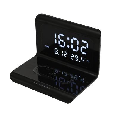 China Hot Selling Mobile Phone Wireless Charger 5W 7.5W 10W Fast Wireless Charging With LED Digital Alarm Clock for sale