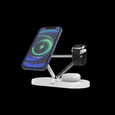 China Wireless Charger Stand 2022 New Wireless Magnetic 5 in 1 Bracket QI 15W Desktop Charger Stand Fast Charge 10W USB Out Power LED Light Lamp for sale