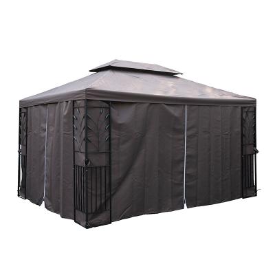 China 3-4M Brown Steel Rectangle Outdoor Standing Activity Gazebo with Mosquito Net for sale