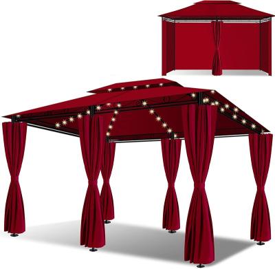 China Easy Assemble Gazebo 3 x 4 Steel LED Gazebo Including Side Walls Zipped with LED Lighting and Dule Square for sale