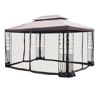 China Easy Assemble Gazebo Steel Semi - Square Screened Gazebo Beige Metal for sale