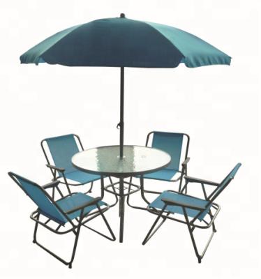 China Folded Outdoor Furniture Folded Garden Set Table And Chair With Umbrella 6sets for sale