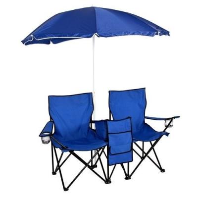 China Modern Outdoor Folding Fishing Camping Chair Cheap Price Picnic Twin Chairs With Umbrella for sale