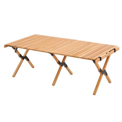 China Lightweight Portable Roll Up Foldable Folding Table Camping Bamboo Wooden Table WFC-10 for sale