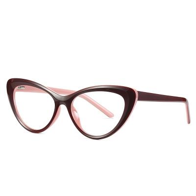 China Fashion Cat Eye Blocking Blue Light Thin Glasses Eyeglasses Clear Glass Monocle Frame for sale