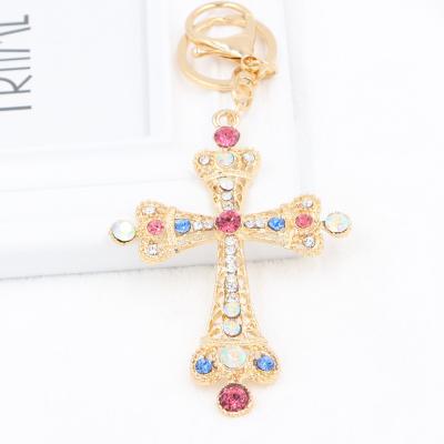 China Cross Shape Creative Rhinestone Charms Pendant 15.5*7cm Key-chain Wholesale for sale