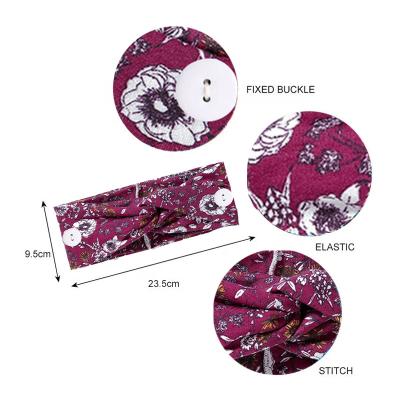 China Fashion Mix 9 Styles Elastic Print Personalized Headband With Colorful Buttons Headband For Girls Women for sale