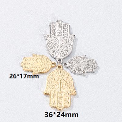 China Mini Fashion DIY Religious Jewelry Making Charms Simple Stainless Steel Gold Muslim Hamsa Hand Charm For Baby Pin /Necklace/Bracelet for sale