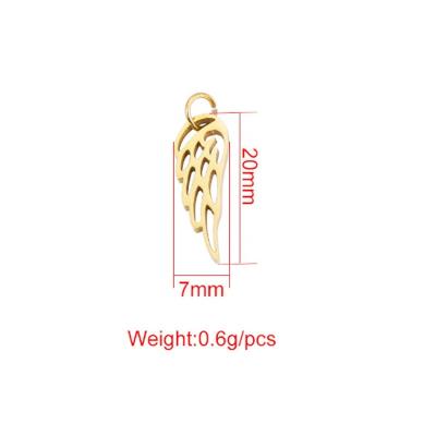 China Mini Fashion DIY Religious Jewelry Making Charms Plain Gold Stainless Steel Angel Wing Charms Muslim For Baby Pin /Necklace/Bracelet for sale