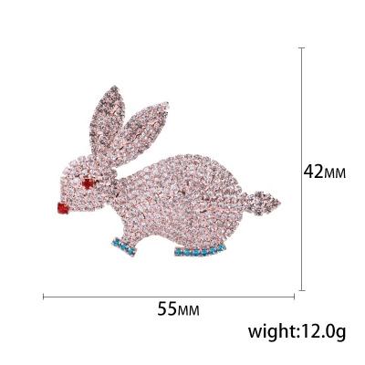 China Cute Fashionable Crystal Bunny Brooch Large Rhinestone Animal Rabbit Brooch For Easter Gift for sale