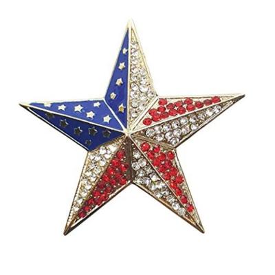 China Patriotic American Star Pin Brooch 4th of July Independence Day Gift Holiday USA Rhinestone Flag for sale