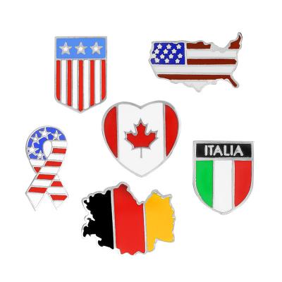 China New Design Alloy Badge Button LED Pin Pin Cartoon Flashing Country Flag Map Fashion Flashing Badge for sale