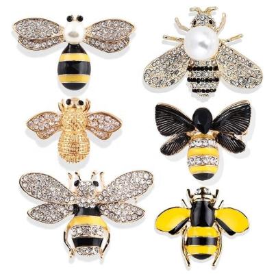 China ALLOY Mix Style Rhinestone Brooch Honey Bee Pin For Fashion Animal Jewelry for sale