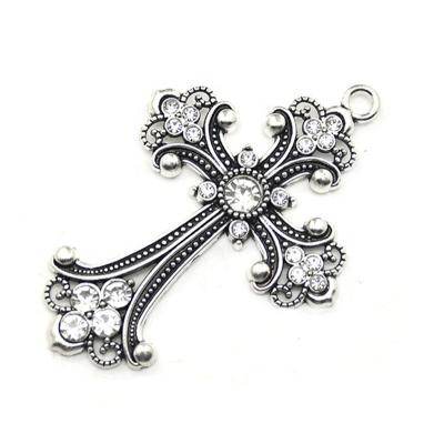 China Religious Christian Jewelry Enamel Engraved Jesus Cross Charm Religious Pendant For Necklace Bracelet for sale