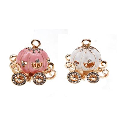 China Cute Princess Carriage Pendant - gold and pink with rhinestones - perfect for Chunky Necklaces - Cinderella Inspired Pendants for sale