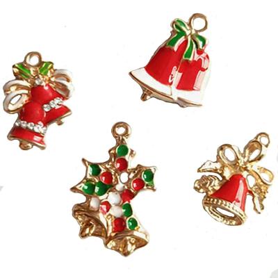 China Fashion Small Bell Cute Red Enamel Christmas Pendant Charm For Christmas Gift for sale